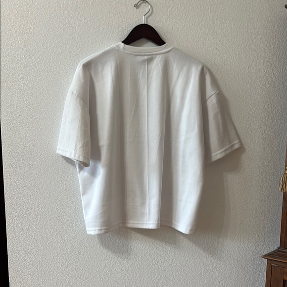 White and Blue Short Sleeve Tee with Bold Graphic - Picture 5 of 5